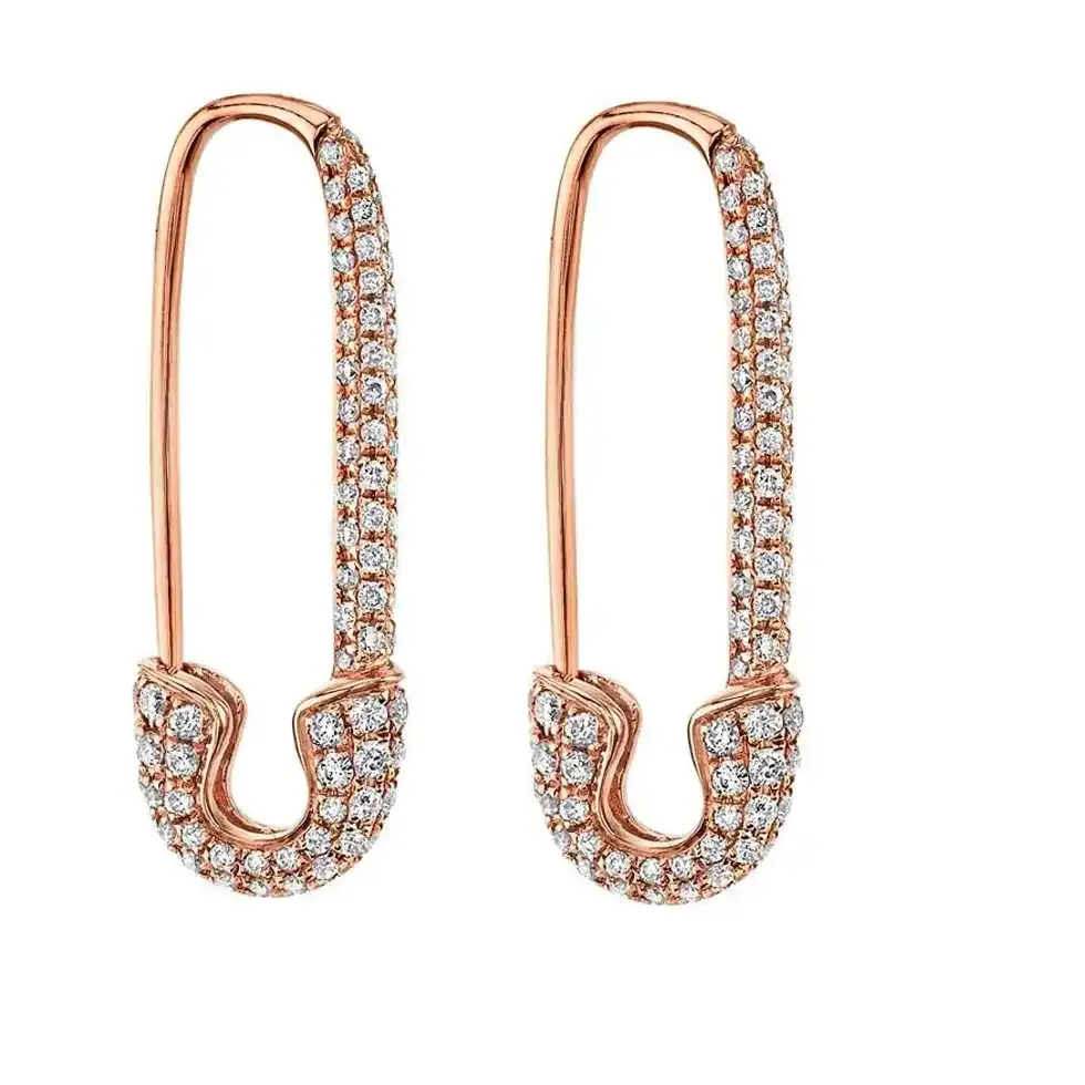 Anita Ko Diamond Safety Pin Earrings